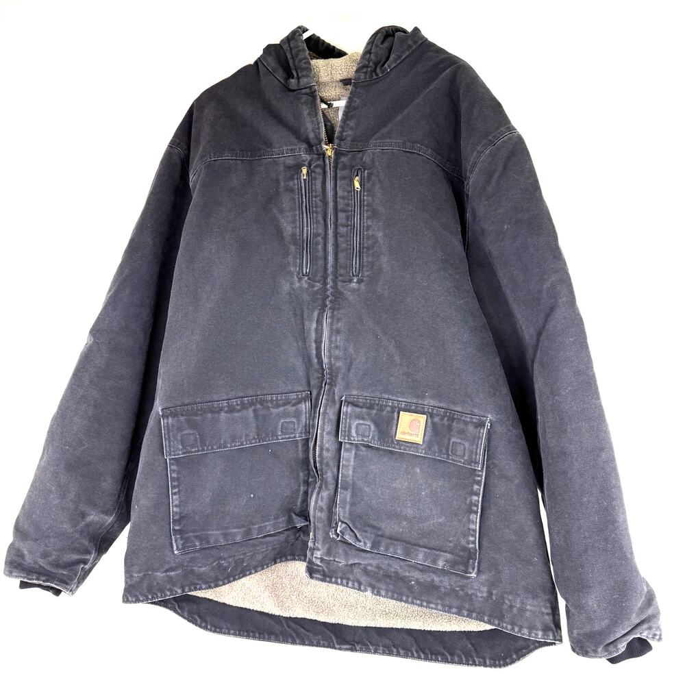 Carhartt Men's Black Sandstone Jackson Jacket Sherpa Lined Size X-Large Tall
